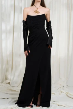 Aairah Crepe Satin Dress In Black