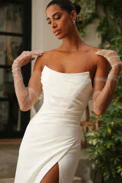 Aairah Crepe Satin Dress In Off-White