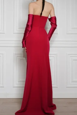 Aairah Crepe Satin Dress In Cherry