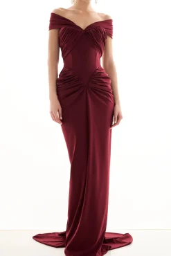 Adara Long Dress In Burgundy