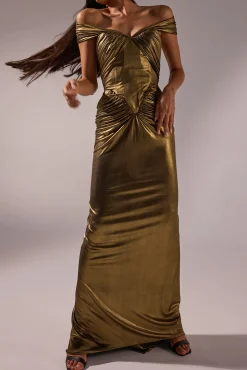 Adara Long Dress In Gold