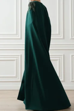 Aesha Cape Dress In Ivy-Green