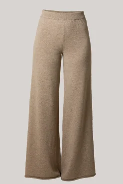 Akeem Cashmere Wide-Leg Pants In Sesame