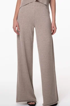 Akeem Cashmere Wide-Leg Pants In Sesame