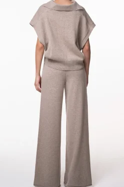 Akeem Cashmere Wide-Leg Pants In Sesame