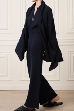 Akeem Cashmere Wide-Leg Pants In Neptune