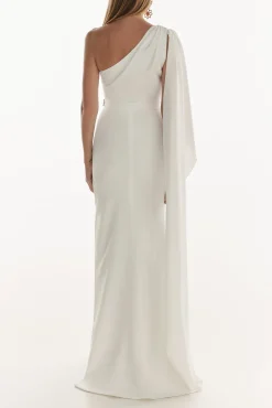 Alba Crepe Long Dress In Ivory