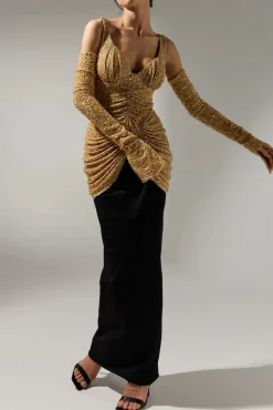 Alisa Dress In Gold-Black