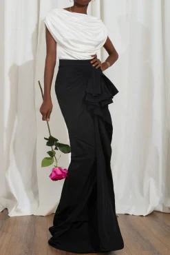 Allure Black Taffeta Long Skirt