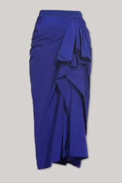 Allure Taffeta Midi Skirt In Royal-Blue