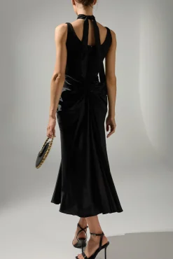Amna Ankle Length Dress In Black