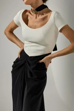 Amna Long Dress In Black-White