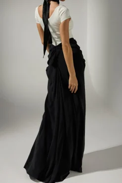 Amna Long Dress In Black-White