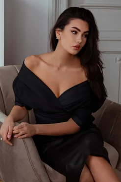 Angelina Taffeta Shirt In Black