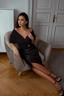 Angelina Taffeta Shirt In Black