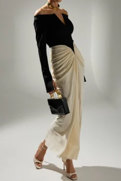 Anita Ankle Length Dress In Cream-Black