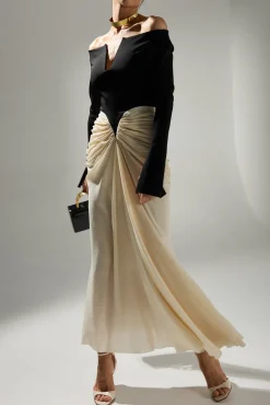 Anita Ankle Length Dress In Cream-Black