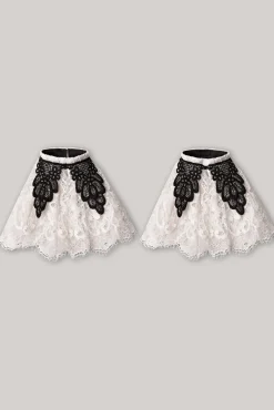 Anne Ruffled Lace Cuffs In Ivory and Black