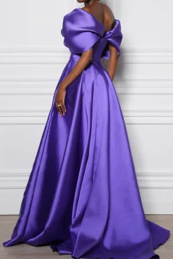 Arwa Mikado Long Dress In Electric-Purple