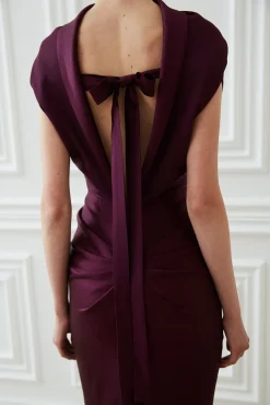 Astrid Open Back Dress In Plum