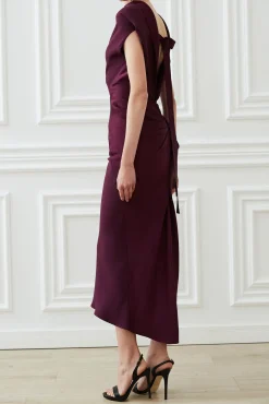 Astrid Open Back Dress In Plum