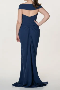 Athena Crepe Dress In Midnight-Blue