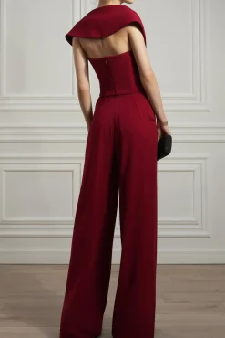 Athena Crepe Jumpsuit In Ruby-Red