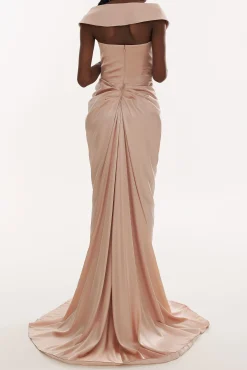 Athena Silk Long Dress In Blush