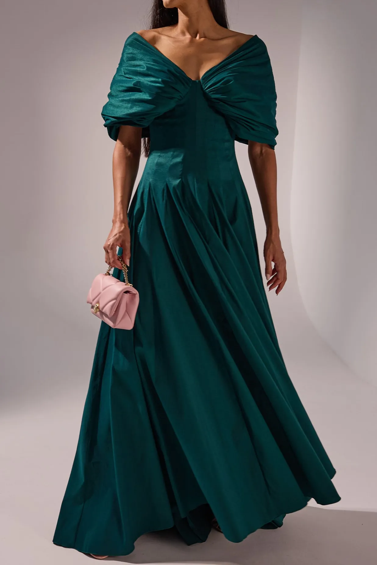 Ava Gown In Forest-Green