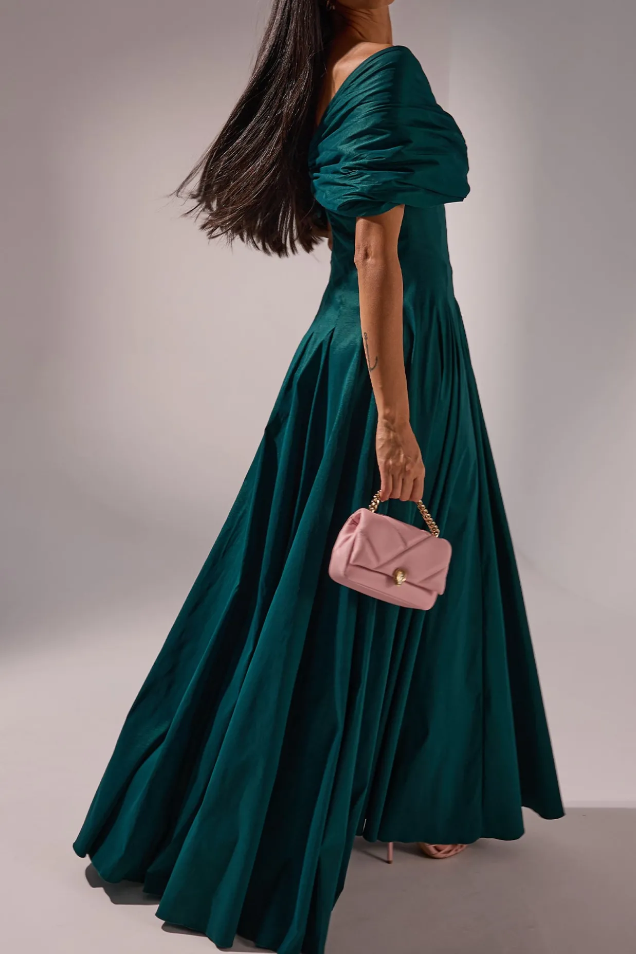 Ava Gown In Forest-Green