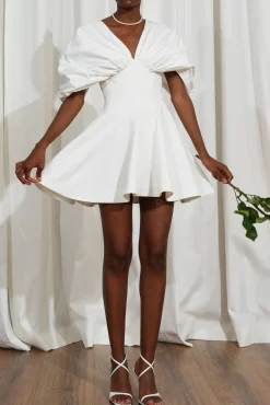 Ava Taffeta Crepe Mini Dress In Off-White