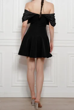 Ava Taffeta Crepe Mini Dress In Black
