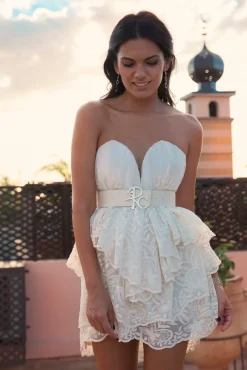 Aydin Boho Short Dress In Ivory