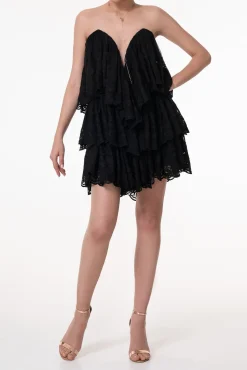 Aydin Boho Short Dress In Black