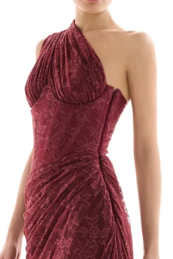 Azra Lace Dress In Burgundy
