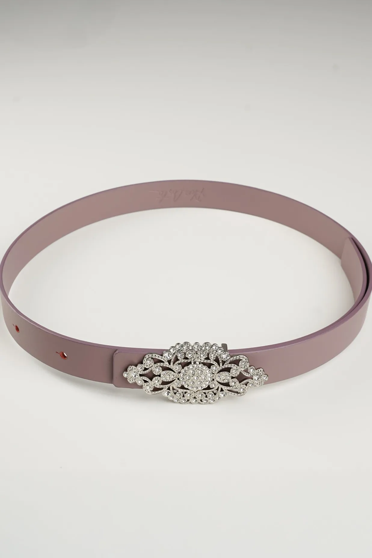 Baroque Aubergine Leather Waist Belt With Silver Buckle