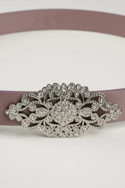 Baroque Aubergine Leather Waist Belt With Silver Buckle