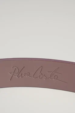 Baroque Aubergine Leather Waist Belt With Silver Buckle