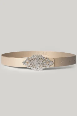 Baroque Gold Leather Waist Belt With Silver Buckle
