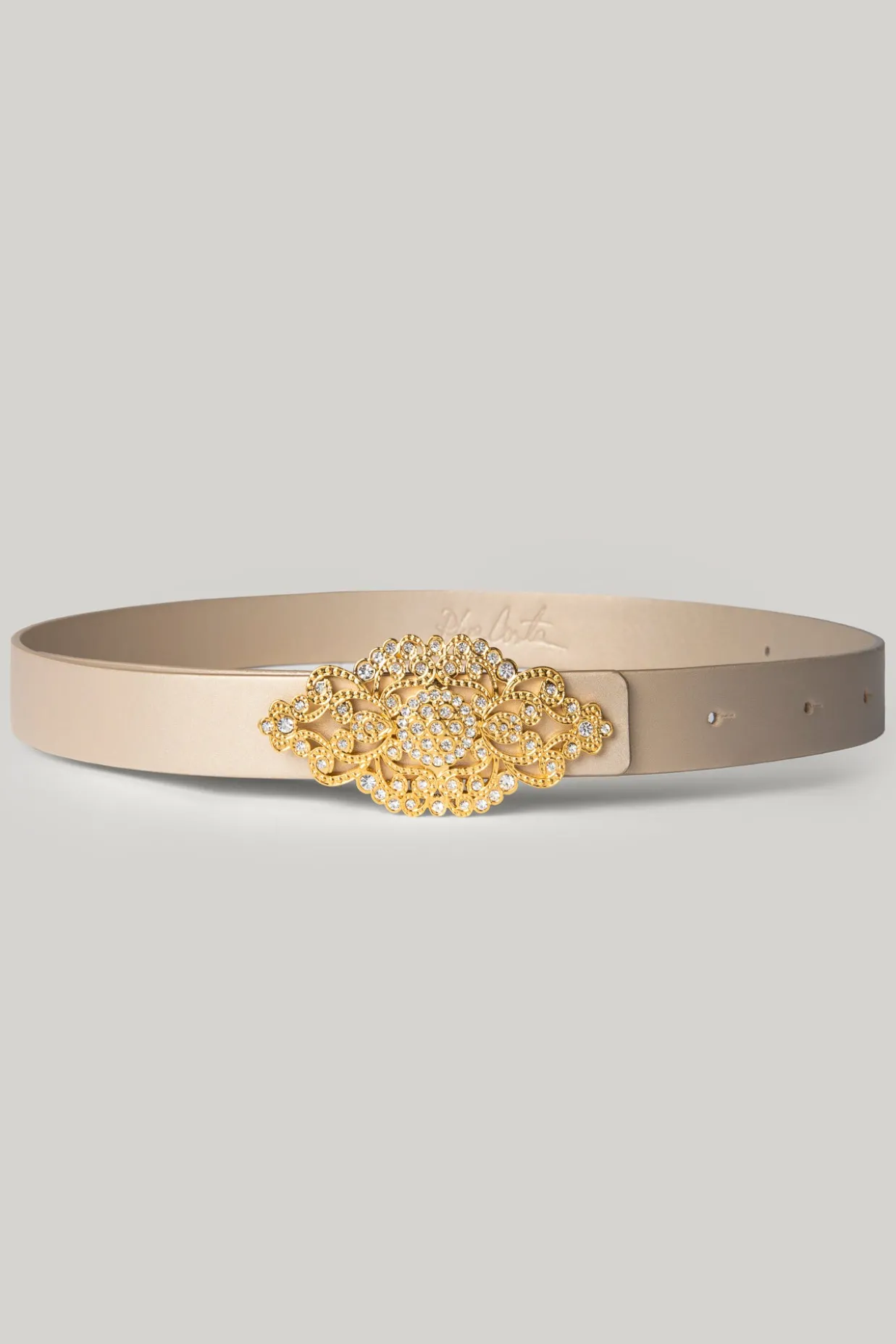 Baroque Gold Leather Waist Belt With Gold Buckle