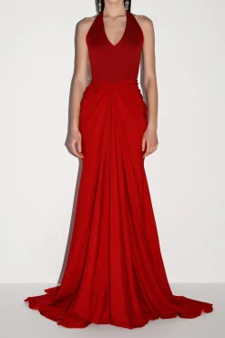 Blanca Long Dress In Carmine