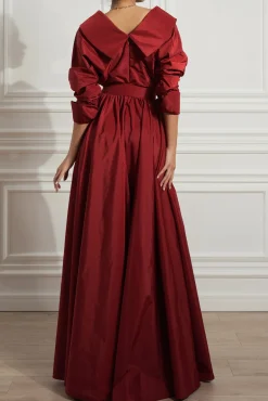 Carrie Taffeta Long Dress In Carmine