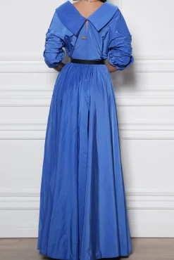 Carrie Taffeta Long Dress In Celeste