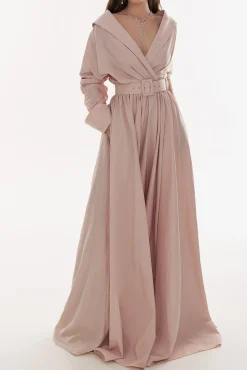 Carrie Taffeta Long Dress In Blush