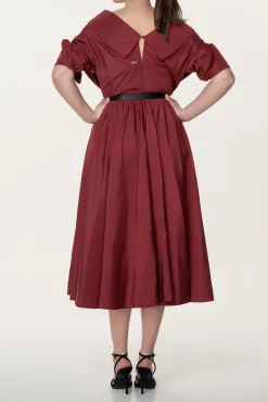 Carrie Taffeta Midi Dress in Pomegranate