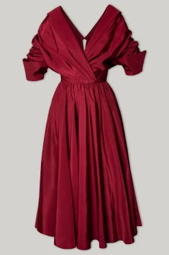 Carrie Taffeta Midi Dress in Pomegranate