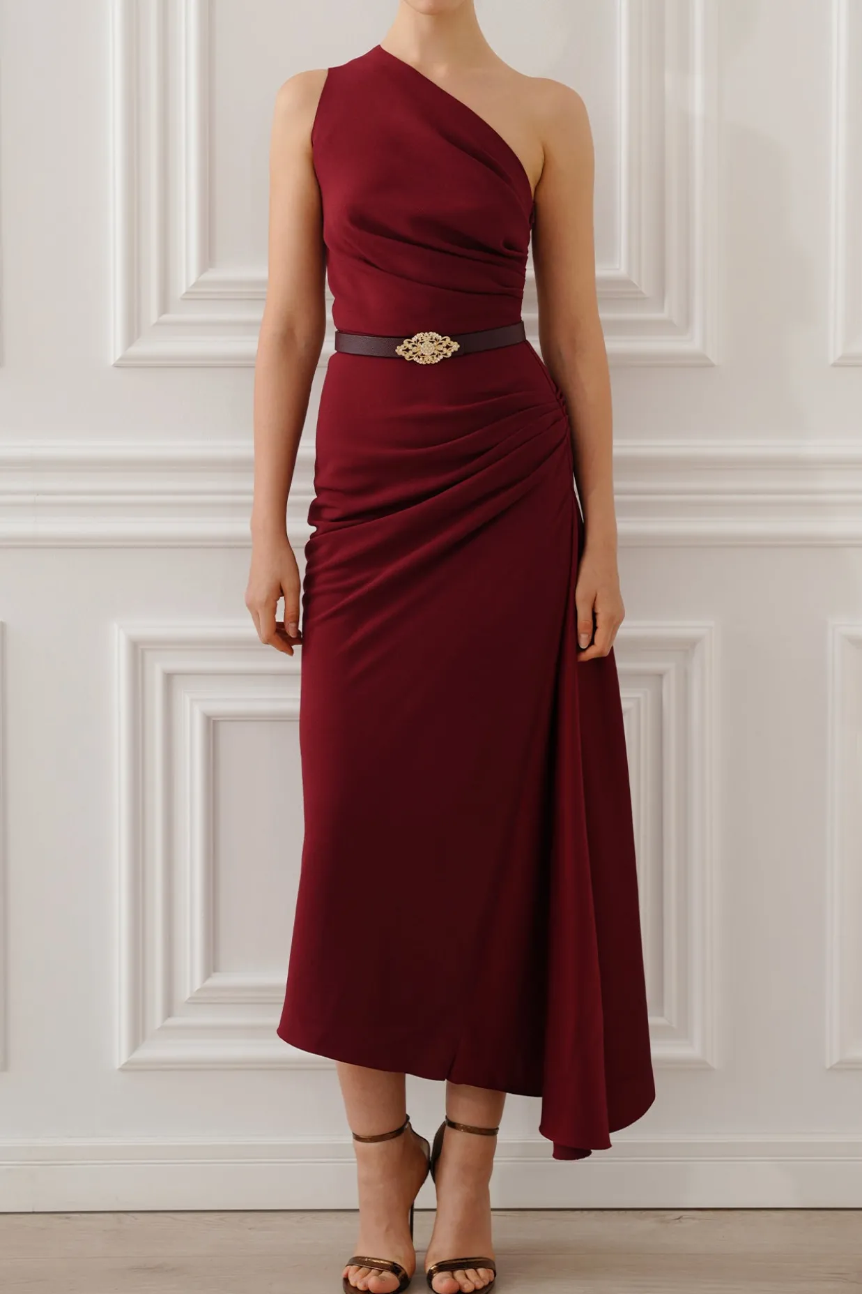 Charlotte Midi Dress In Ruby Red