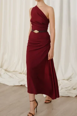 Charlotte Midi Dress In Ruby Red