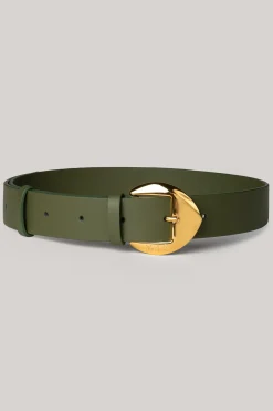 Cupidelle Leather Waist Belt Olive With Gold Buckle
