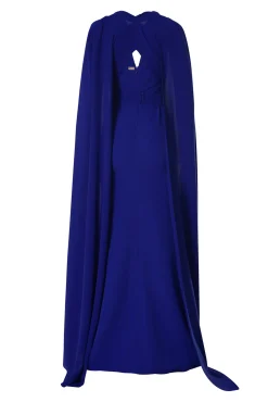 Dalal Cape-Dress In Royal-Blue